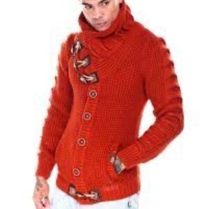 MAKOBI Black Shawl Collar Cable Sweater Cardigan Jacket Men's Size 3XL